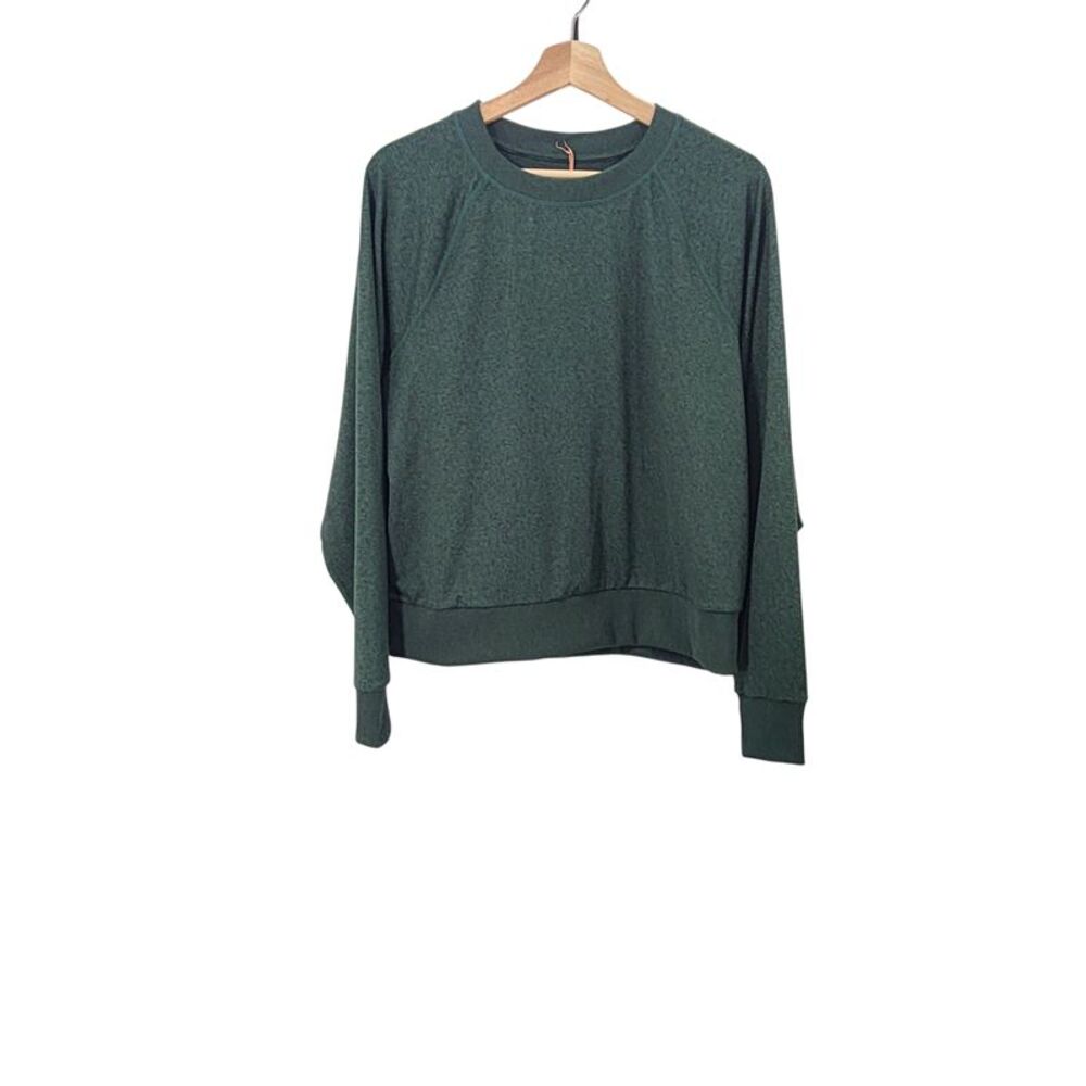 Quince Women Flowknit Pullover Crew Green Sleeved Top M
